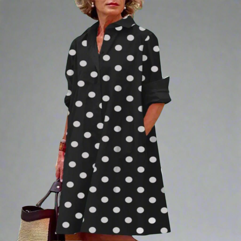 Walburga | Handgefertigtes Premium-Midikleid mit Polka-Dots
