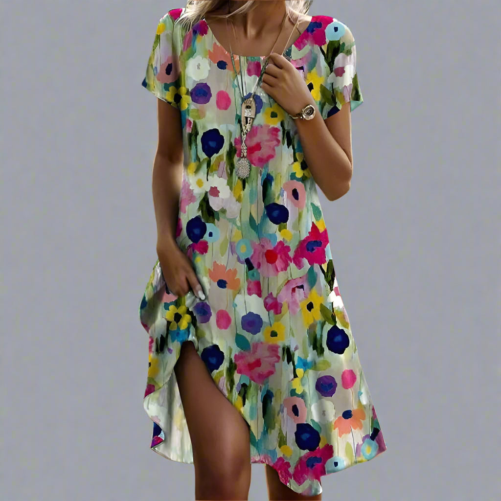 Alwit | Blumenkleid mit Farbakzent