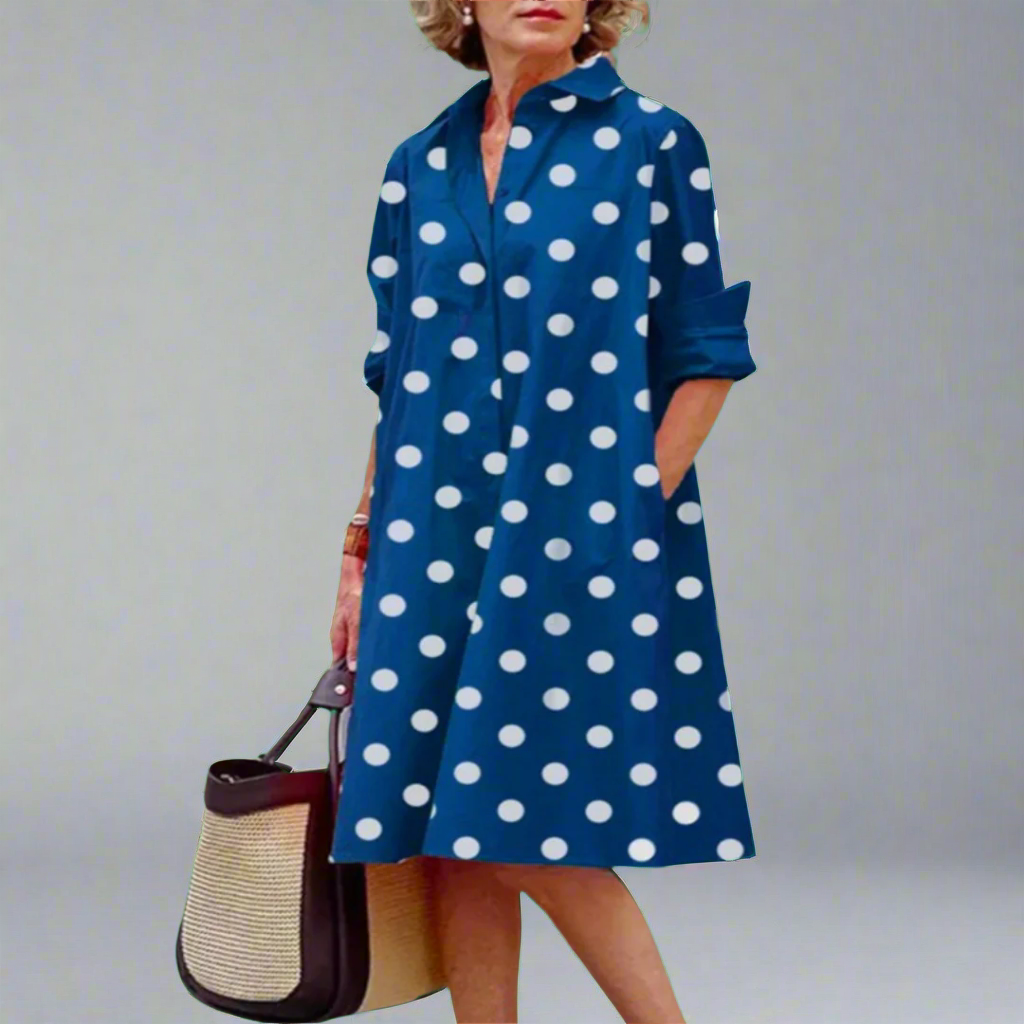 Friede | Handgefertigtes Premium-Midikleid mit Polka-Dots