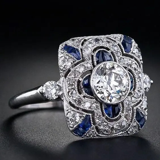 Cora | Vintage Silberring mit blauem Zirkonia für elegante Ausstrahlung