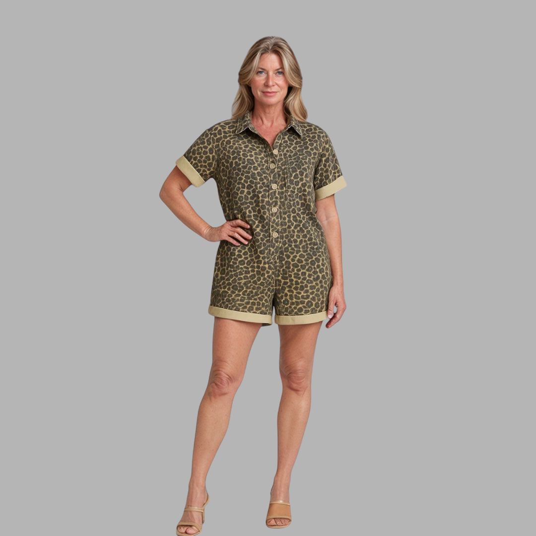Agneta | Schicker Leoparden-Jumpsuit mit Hemdkragen
