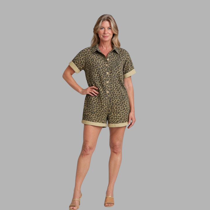 Agneta | Schicker Leoparden-Jumpsuit mit Hemdkragen
