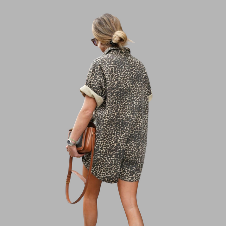 Agneta | Schicker Leoparden-Jumpsuit mit Hemdkragen