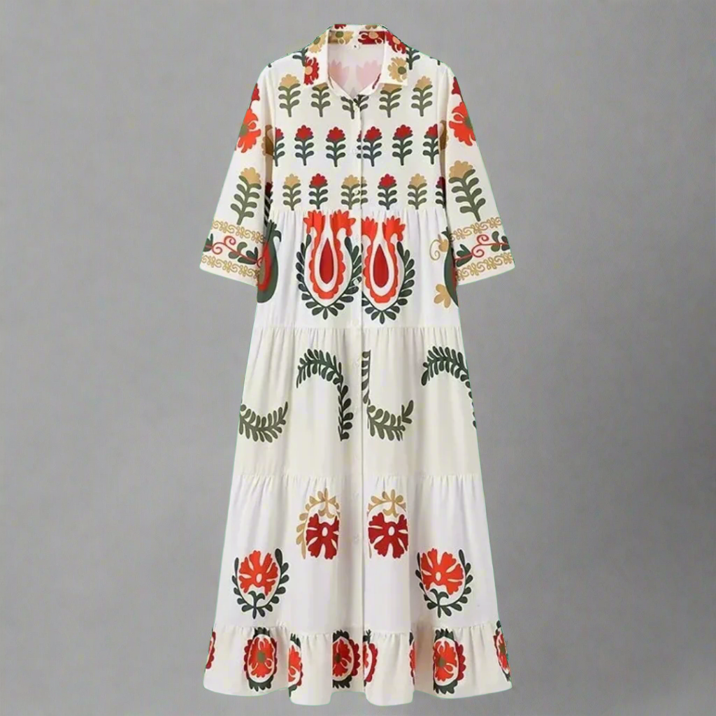 Lenora | Buntes Sommerkleid mit handgefertigten Details
