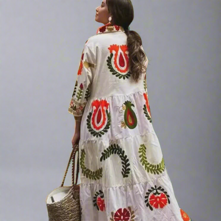 Lenora | Buntes Sommerkleid mit handgefertigten Details