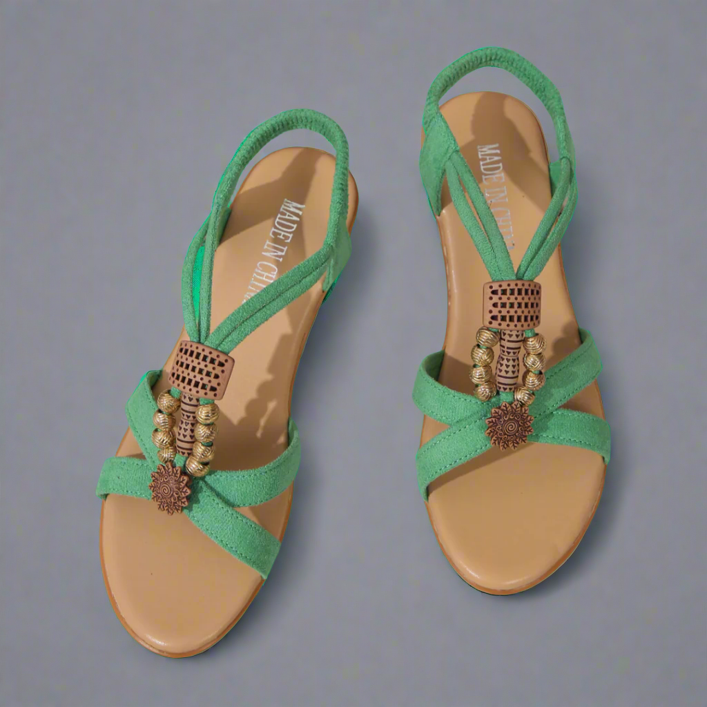 Odalhilde | Bequeme Keil-Sandalen mit edlem Metalldetail