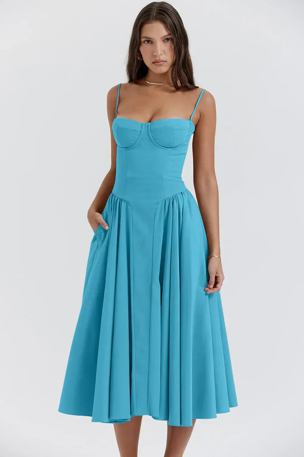 Rieke | Strukturiertes Maxikleid mit Frische-Effekt
