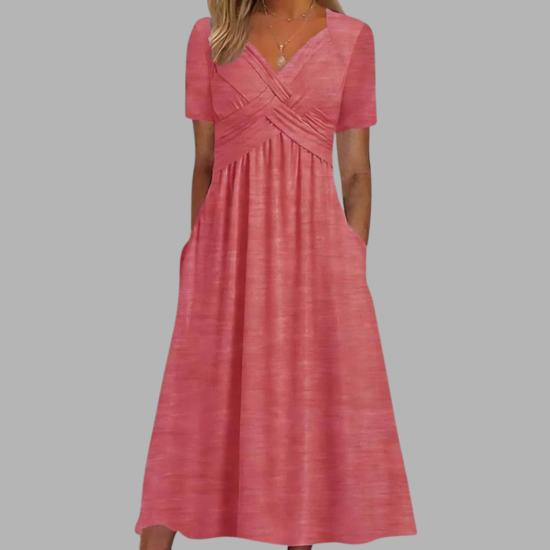 Celine | Elegantes Satin Maxikleid mit Kreuz-Rücken