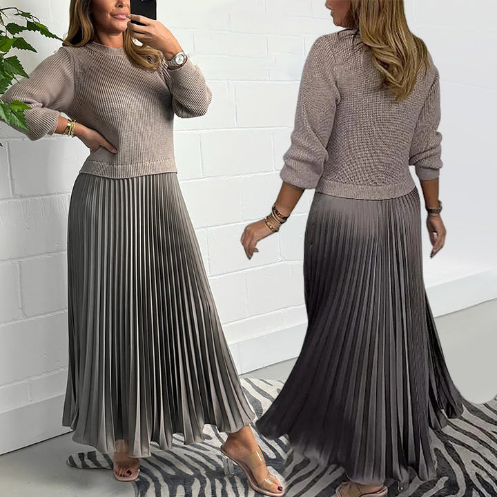 MARIA | Elegantes und stilvolles plissiertes Kleid mit Rundhalsausschnitt