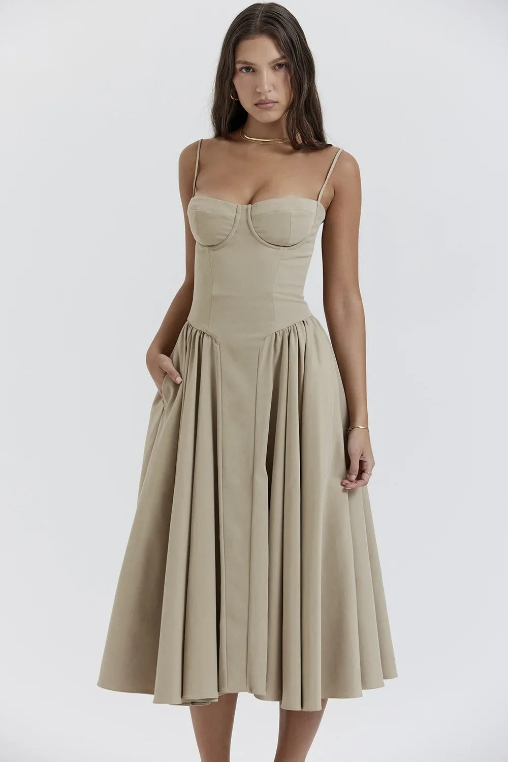 Rieke | Strukturiertes Maxikleid mit Frische-Effekt