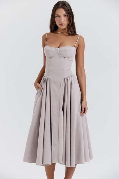 Rieke | Strukturiertes Maxikleid mit Frische-Effekt