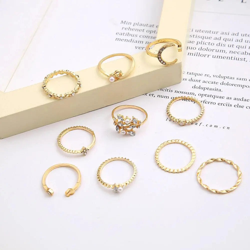 Antonia | 10er Set Bohemian Silber & Gold Ringe