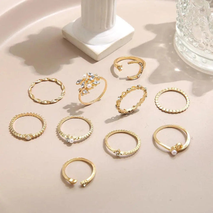 Antonia | 10er Set Bohemian Silber & Gold Ringe