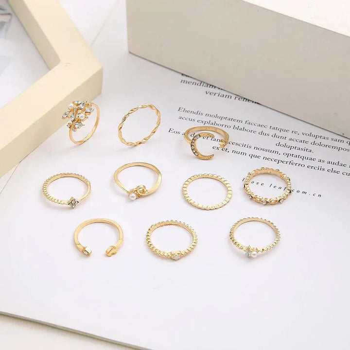 Antonia | 10er Set Bohemian Silber & Gold Ringe