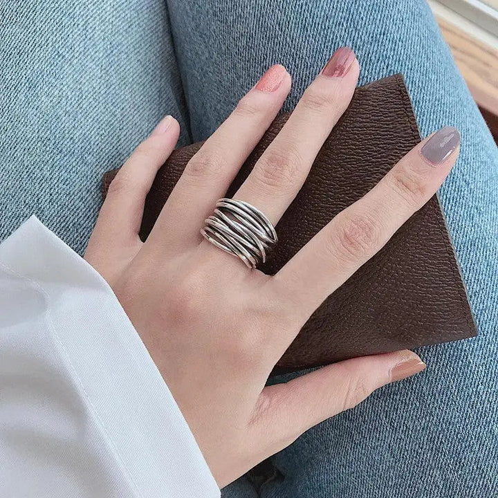Zerlinda | Verstellbarer Silber Schicht Ring