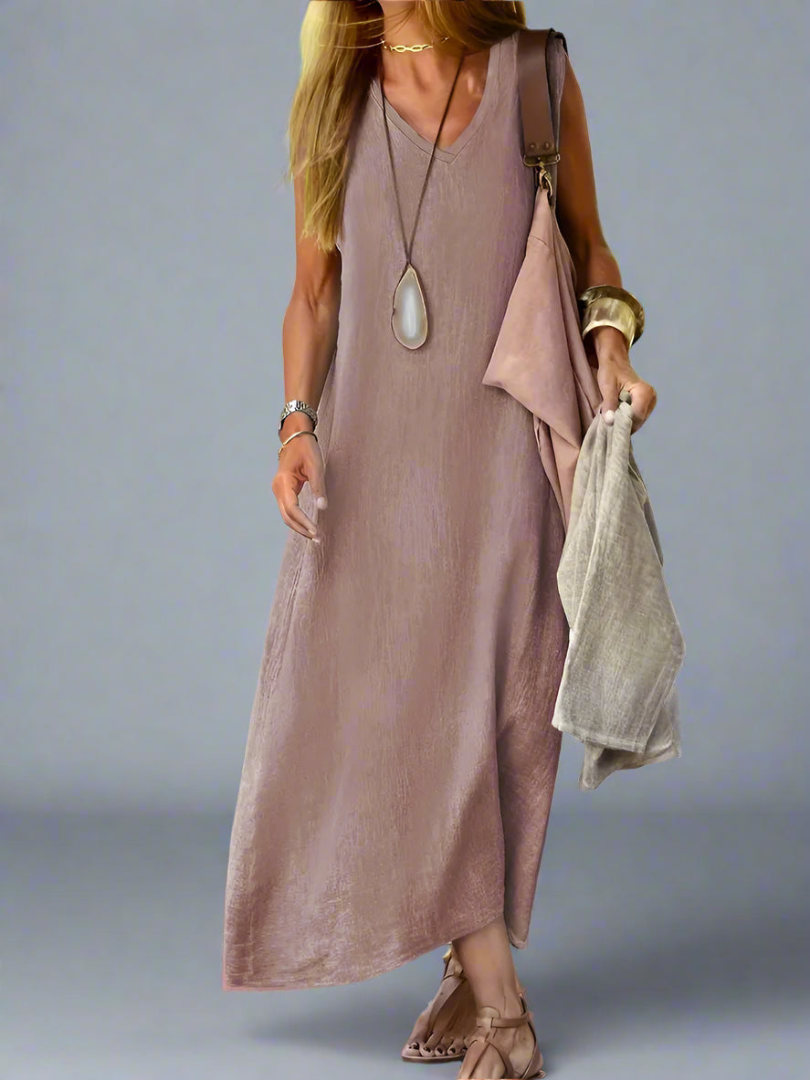Yvette | Elegantes Sommerkleid aus Baumwolle und Leinen