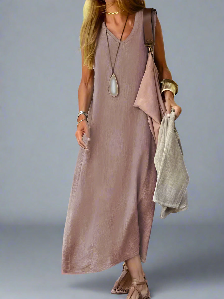 Yvette | Elegantes Sommerkleid aus Baumwolle und Leinen